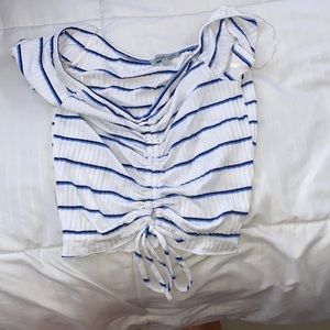 White and blue crop top